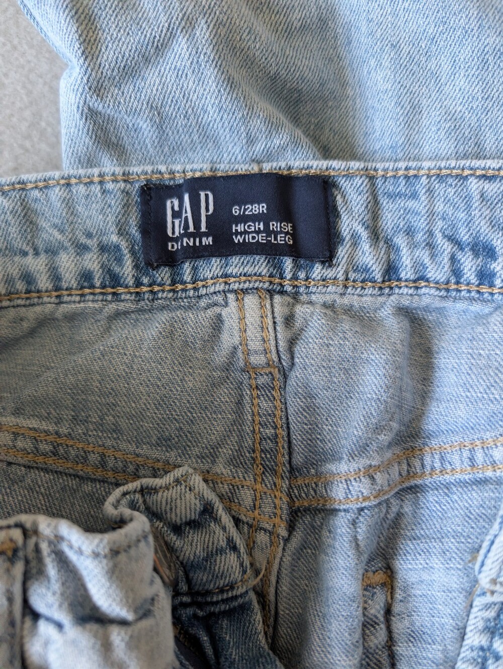 Gap High Rise Wide Leg Cargo Light Wash Jeans 100% Cotton Denim Sz 28/6 Utility image 7